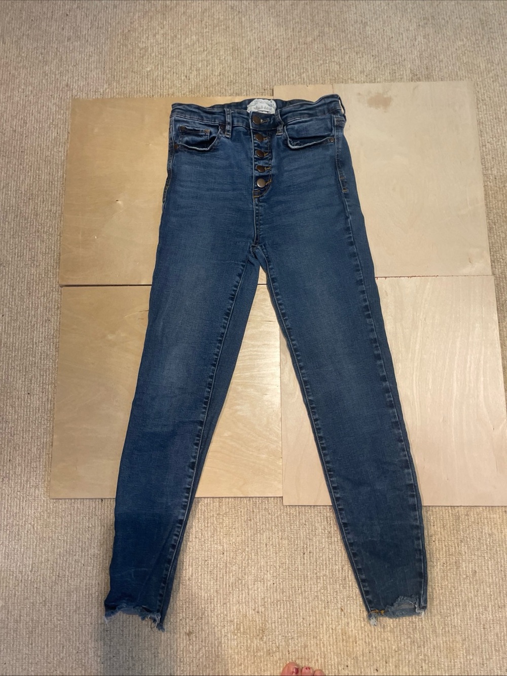 Altar’d State High-Rise Button-Fly Skinny Jeans in Dark Blue